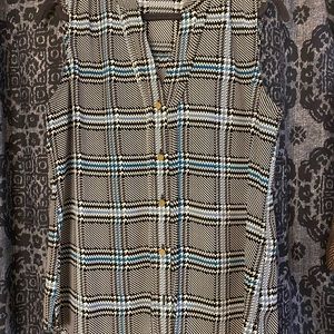 Apartment 9 sleeveless plaid blouse.
